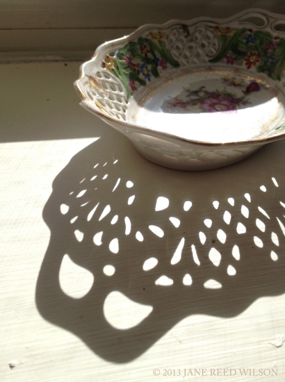 Shadows created by light striking bowl
